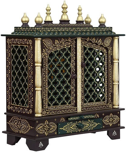 Handmade Hand Painted Large Home Temple (Brown, golden) in UK
