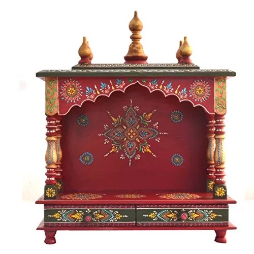 Handmade Handpainted Home Temple (18 x 9 x 21 inches, Red) in UK