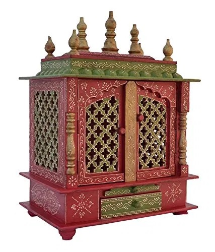 Handmade Large Hand Painted Pooja Mandir Maroon in UK