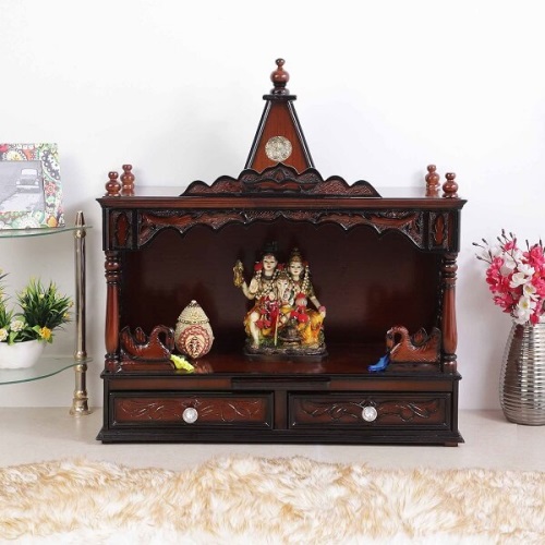 Handmade Large Pooja Mandir Brown (30-12-32 Inches) in UK