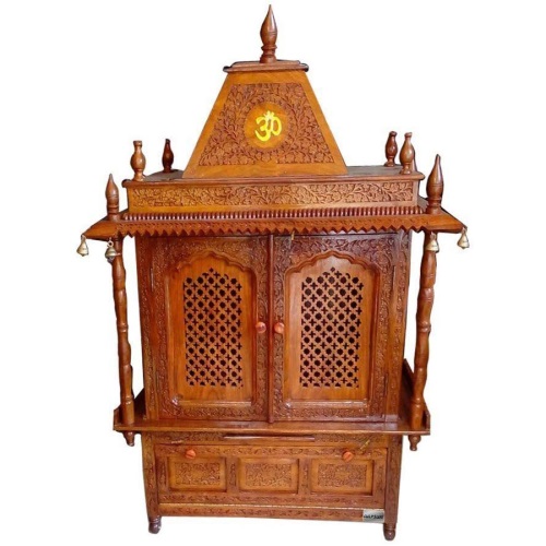 Handmade wooden mandir 36x18x56 with door in UK