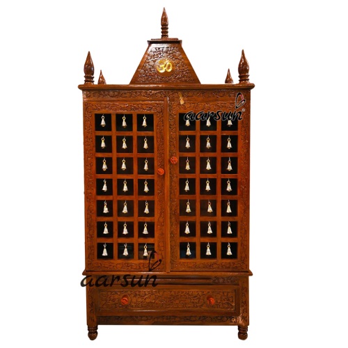 Handmade wooden mandir cabinet with bells 30x15x54 inches in UK