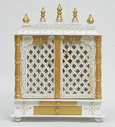 Large Home Temple with removeable slab inside (24 x 12x 24 Inches, white and golden) in UK