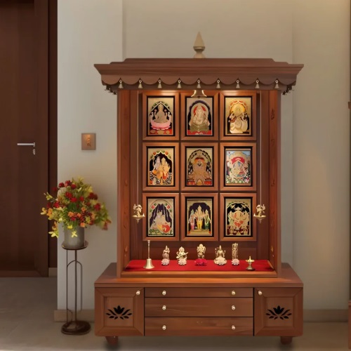Wooden Pooja Mandir for Home 42-16-68 inches in UK